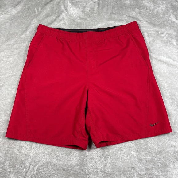 Vintage Nike Swim Shorts Men Small Red Black Silver Tag Board Trunks Embroidered - Picture 2 of 12